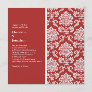Red Damask Wedding Invitation