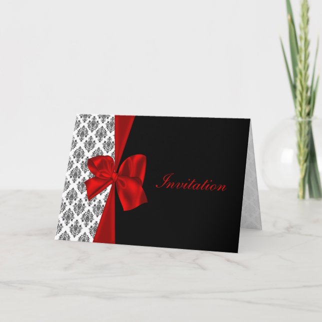 red damask  wedding Invitation cards (Front)