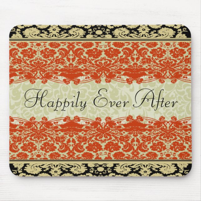 Red Damask Wedding Mouse Pad (Front)