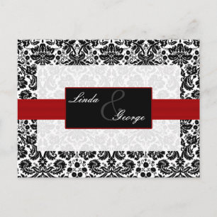 red damask Wedding rsvp card