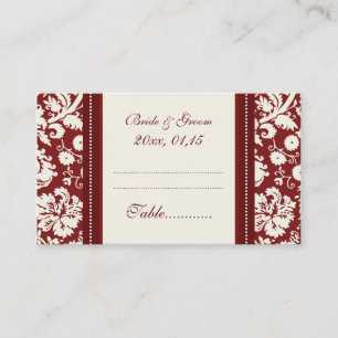 Red Damask Wedding Table Place Setting Cards