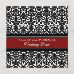 Red Damask Wedding Vow Renewal Invitations