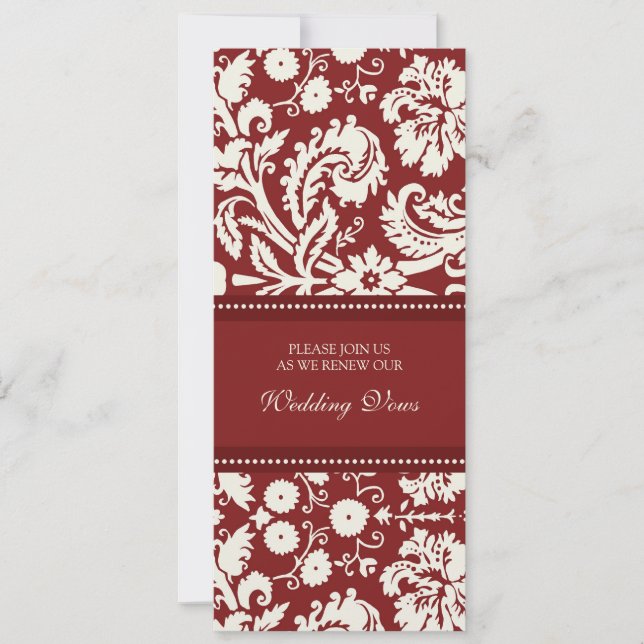 Red Damask Wedding Vow Renewal Invitations (Front)