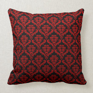 Red Damasks On Black Cushion