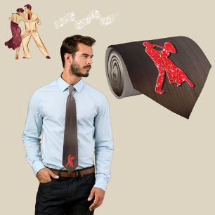 Red Dancers Silhouettes ( faux glitter ) Tie