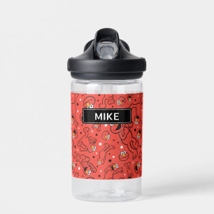 Red Dancing Elmo Pattern   Add Your Name Water Bottle