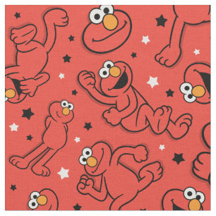 Red Dancing Elmo Pattern Fabric
