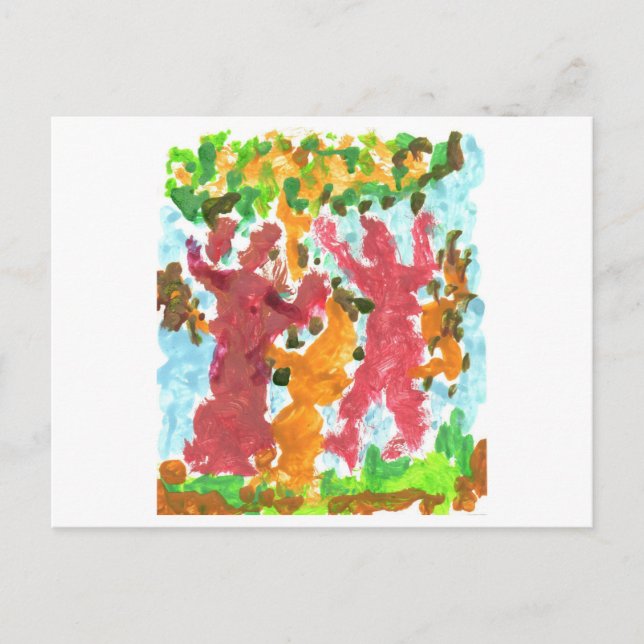 Red dancing figures postcard (Front)