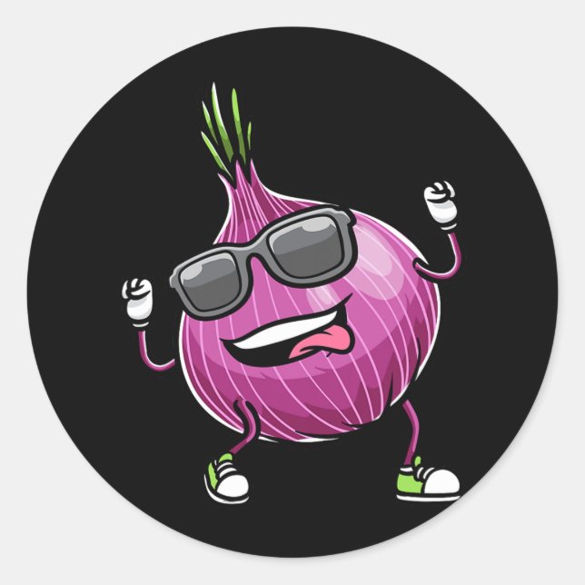 Red Dancing Onion Vegetable  Classic Round Sticker (Front)