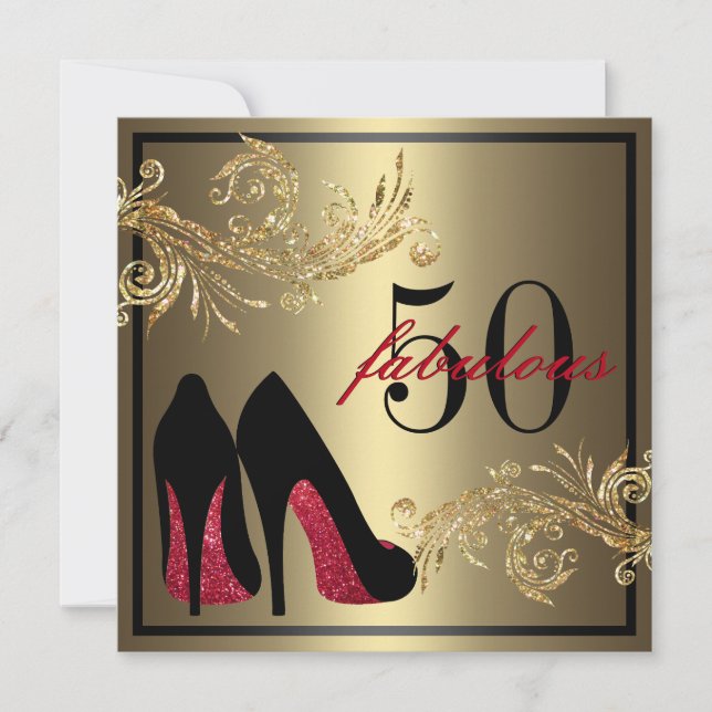 Red Dancing Shoes - Fabulous 50th Birthday Invitation (Front)