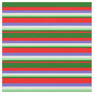 Red, Dark Green, Light Green, White & Slate Blue Fabric