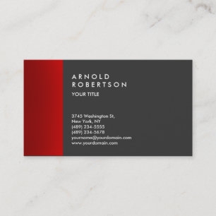 Red Dark Grey Trendy Professional Business Card