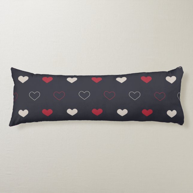 Red & dark Heart Seamless Pattern Cute Minimal Body Cushion (Front)