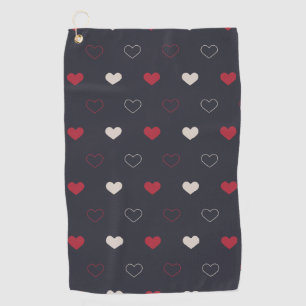 Red & dark Heart Seamless Pattern Cute Minimal Golf Towel