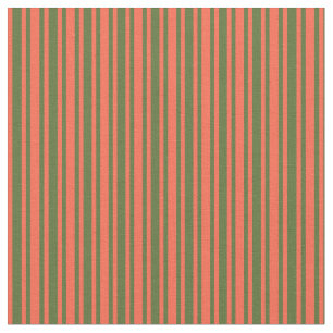 Red & Dark Olive Green Striped/Lined Pattern Fabric