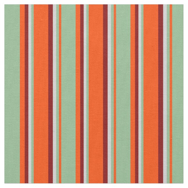 Red, Dark Sea Green, Light Grey & Maroon Coloured Fabric (Close Up)