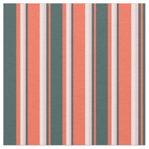 Red, Dark Slate Grey, Pink, and White Pattern Fabric