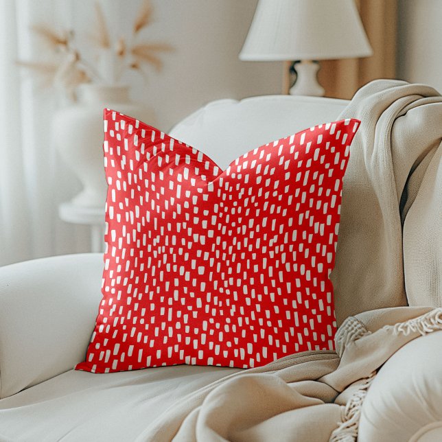 Red Dashingly Bright Cushion (Red Dashingly Bright Throw Pillow)