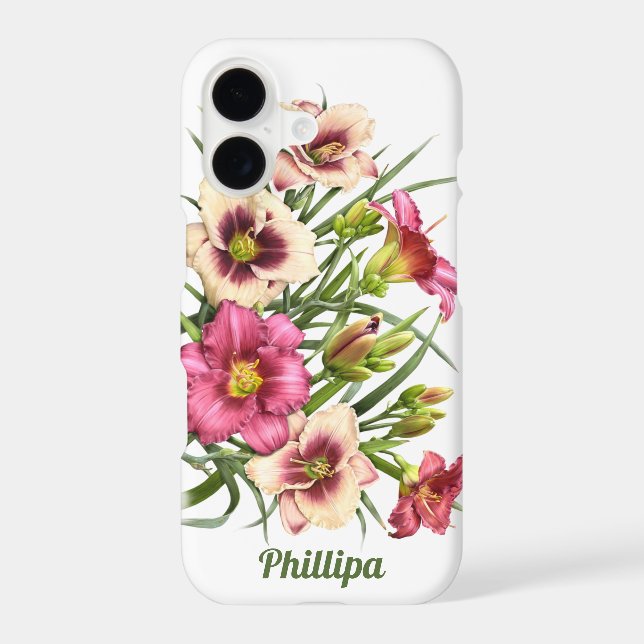 Red Daylilies Botanical Art Personalised (Back)