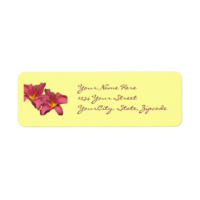 Red Daylily Address Label Return Address Label (Front)