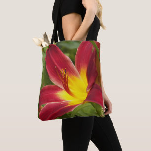 Red Daylily Bloom Floral Tote Bag