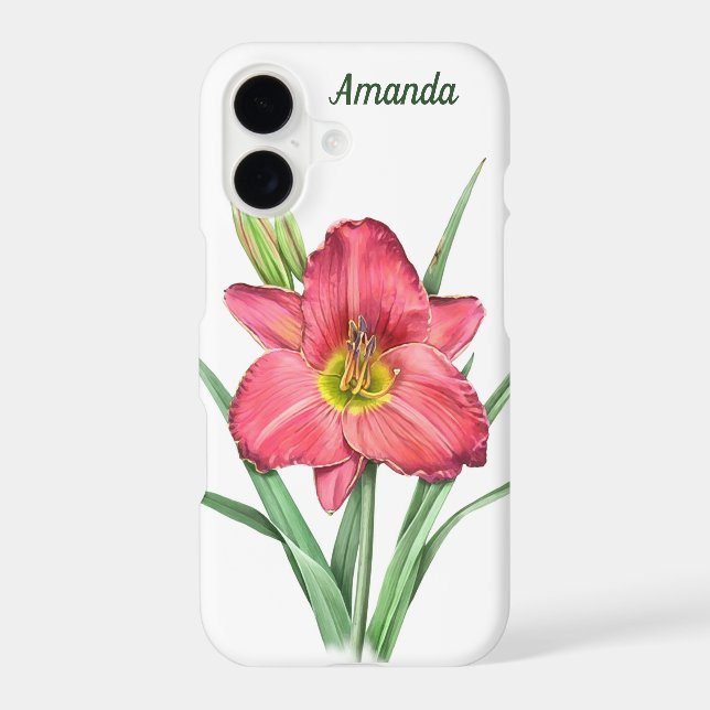 Red Daylily Botanical Art Personalised (Back)