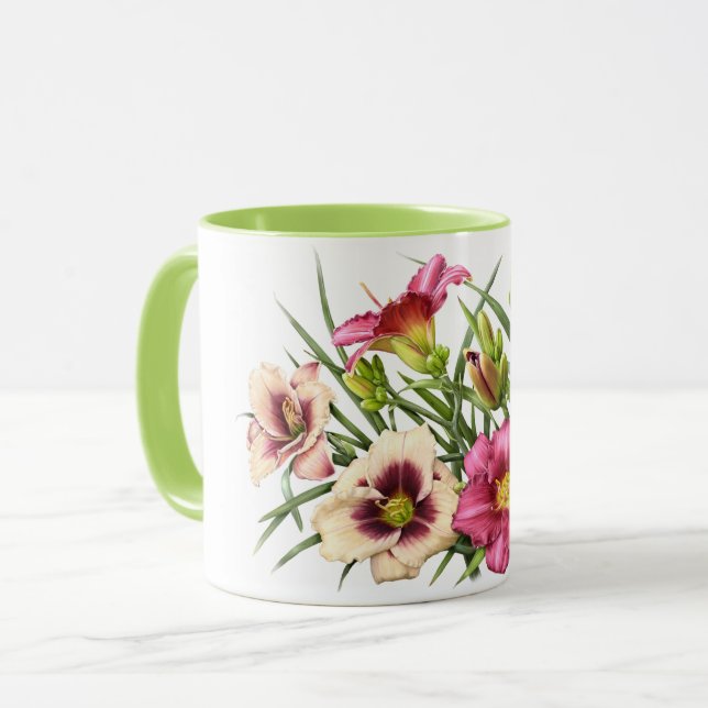 Red Daylily Bouquet Mug (Front Left)