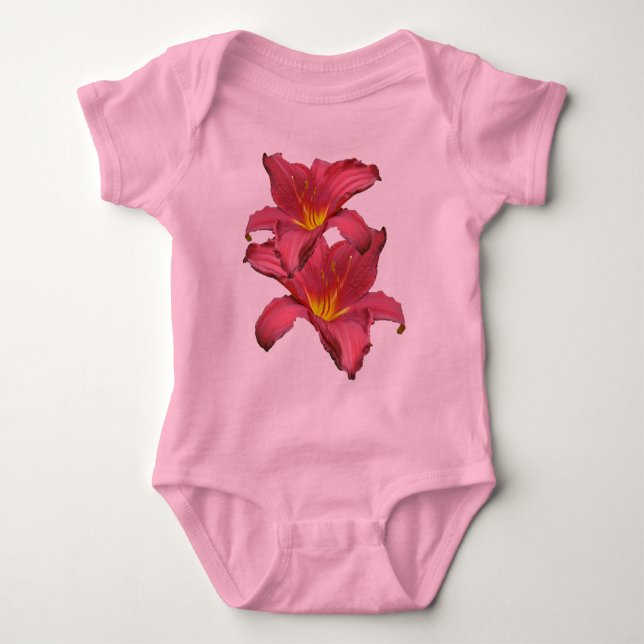 Red Daylily Coordinating Items Baby Bodysuit (Front)