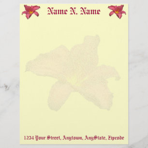 Red Daylily Coordinating Items Letterhead