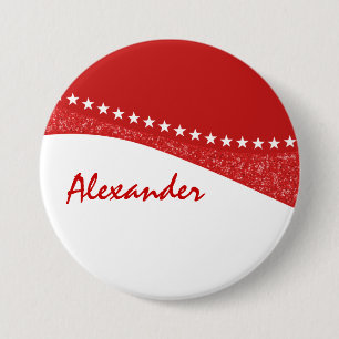 Red Dazzling Star Curves Button