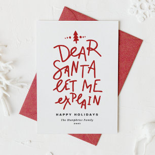 Red Dear Santa Let Me Explain Funny Christmas Holiday Card
