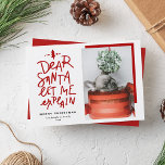 Red Dear Santa Let Me Explain Photo Christmas Holiday Card<br><div class="desc">Dear Santa let me explain! Send Christmas greetings with this fun and festive holiday flat card. It features a hand-lettered quote and simple typography. Personalise by adding a greeting, names, photo and other details. This Christmas photo card will be perfect for baby holiday cards and dog holiday cards. Available as...</div>