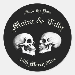Red Death Dancing Skeletons Gothic Wedding Classic Round Sticker