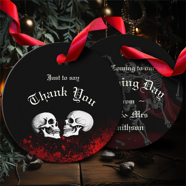 Red Death Dancing Skeletons Gothic Wedding Favour Tags (Creator Uploaded)