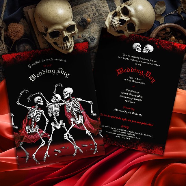 Red Death Dancing Skeletons Gothic Wedding Postcard (Creator Uploaded)
