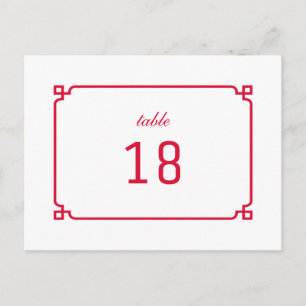 Red Deco Chic Table Number Postcard