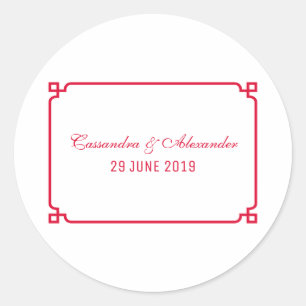 Red Deco Chic Wedding Classic Round Sticker