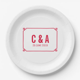 Red Deco Chic Wedding Paper Plate