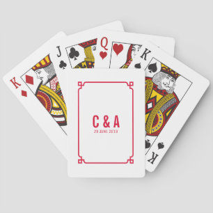 Red Deco Chic Wedding Playing Cards
