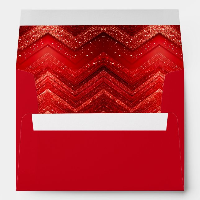 Red Decorative Christmas Glitter Holiday Envelope (Back (Bottom))