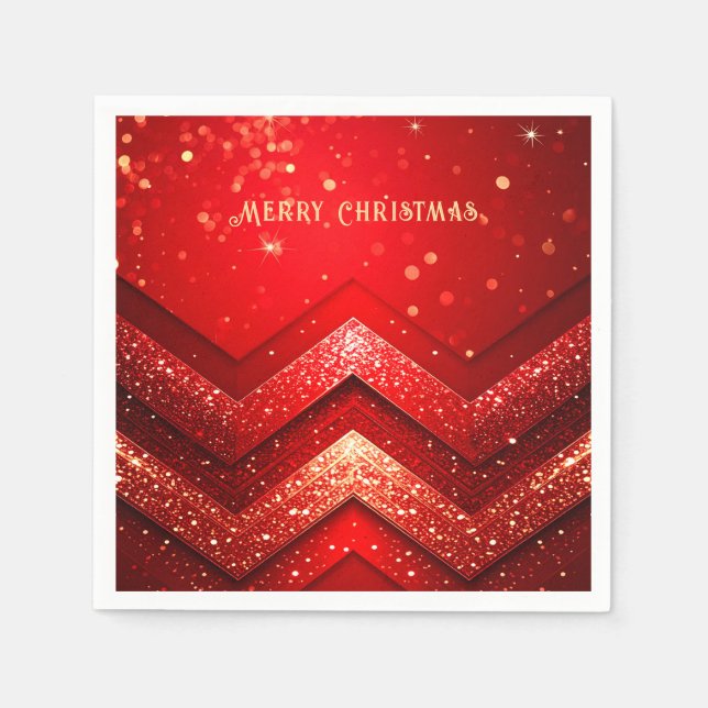 Red Decorative Christmas Glitter Holiday Napkin (Front)