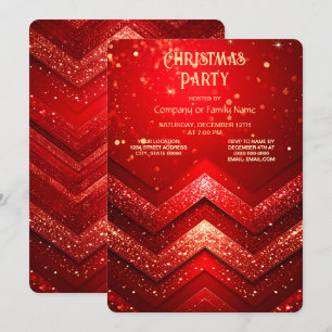 Red Decorative Christmas Glitter Holiday Party Invitation