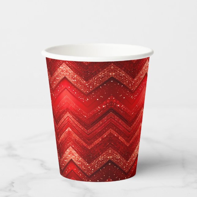 Red Decorative Christmas Holiday Paper Cups (Front)