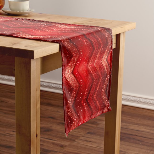 Red Decorative Christmas Holiday Table Runner (In Situ)