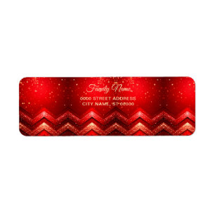 Red Decorative Christmas Return Address Lab Lab Label