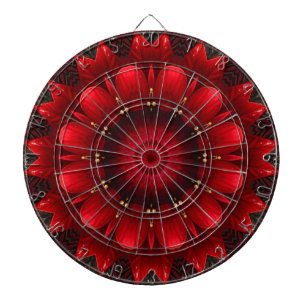 Red Decorative Floral Dartboard