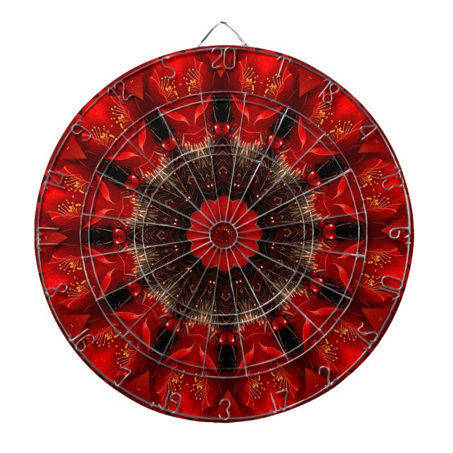 Red Decorative Floral Dartboard (Front)