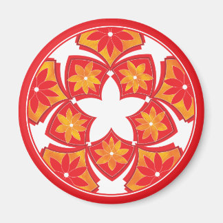 Red Decorative Floral Tiles Magnet