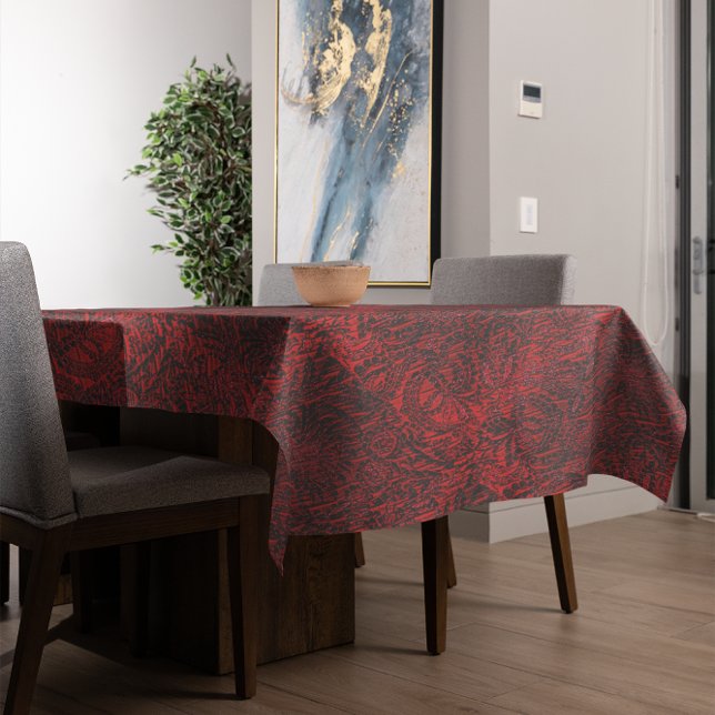 Red Decorative Flower Fabric Design Tablecloth (Red Decorative Flower Fabric Design Tablecloth)