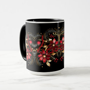 Red Decorative Flowers Holiday Mug